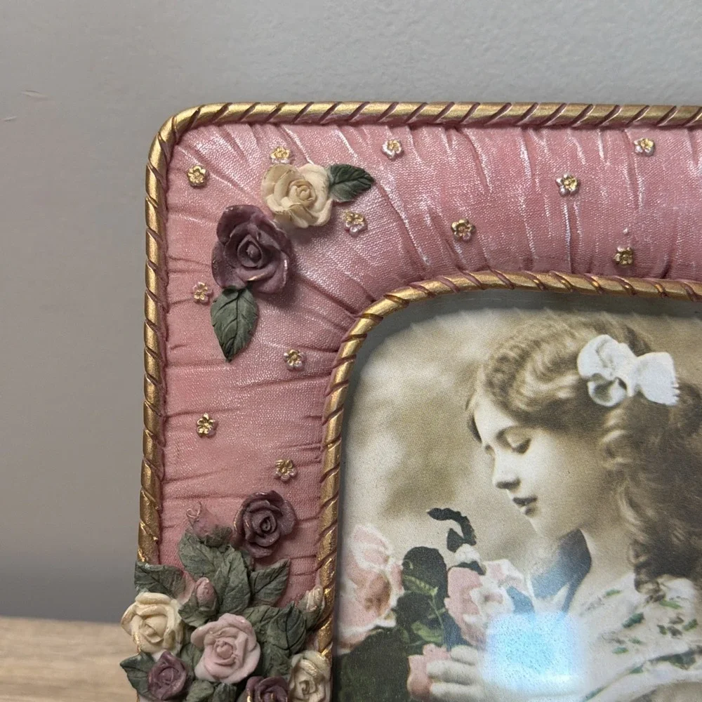 Victorian Rose Picture Frame 5x7 Mauve Pink Floral Shabby Chic Romantic Decor